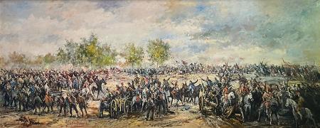 Quadro di Norberto Martini La battaglia - olio tela 